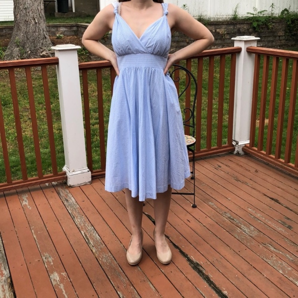 Vineyard Vines 2 blue seersucker midi dress